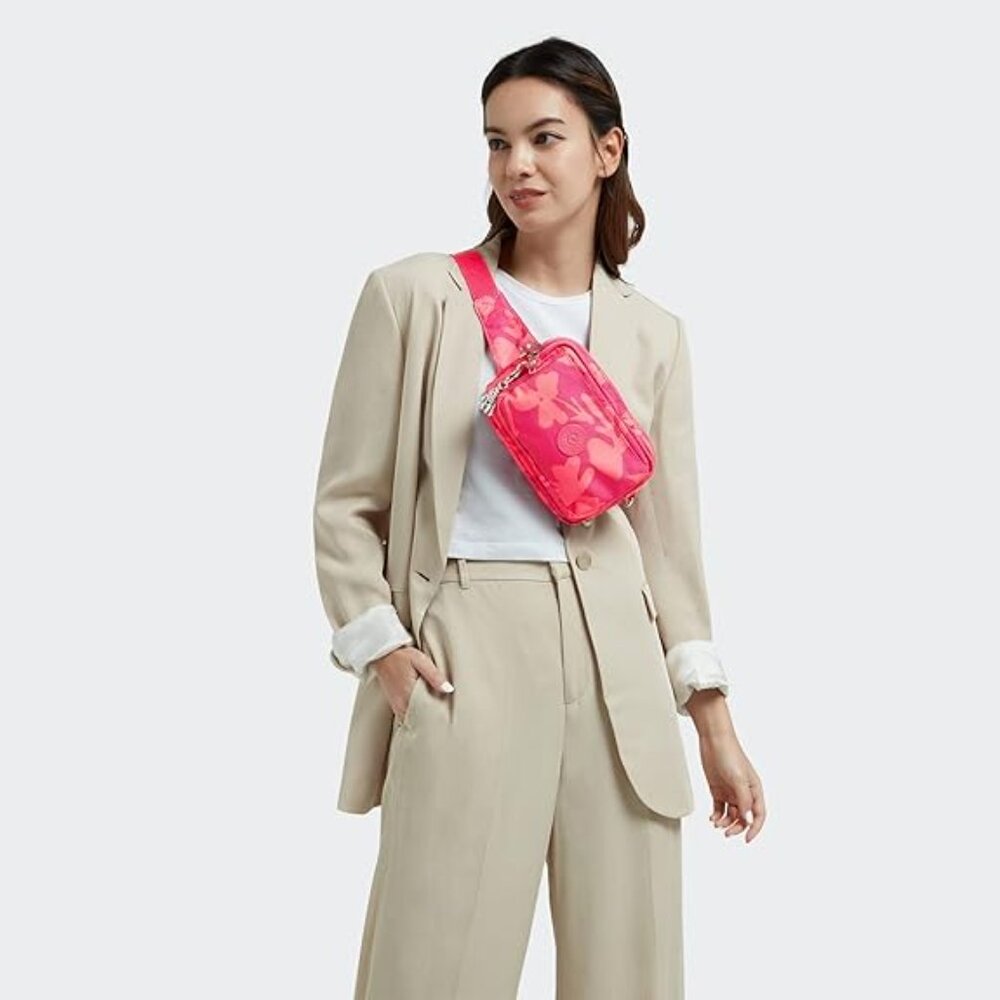 NWT Kipling Abanu Multi Metallic Convertible Crossbody Bag-Pink